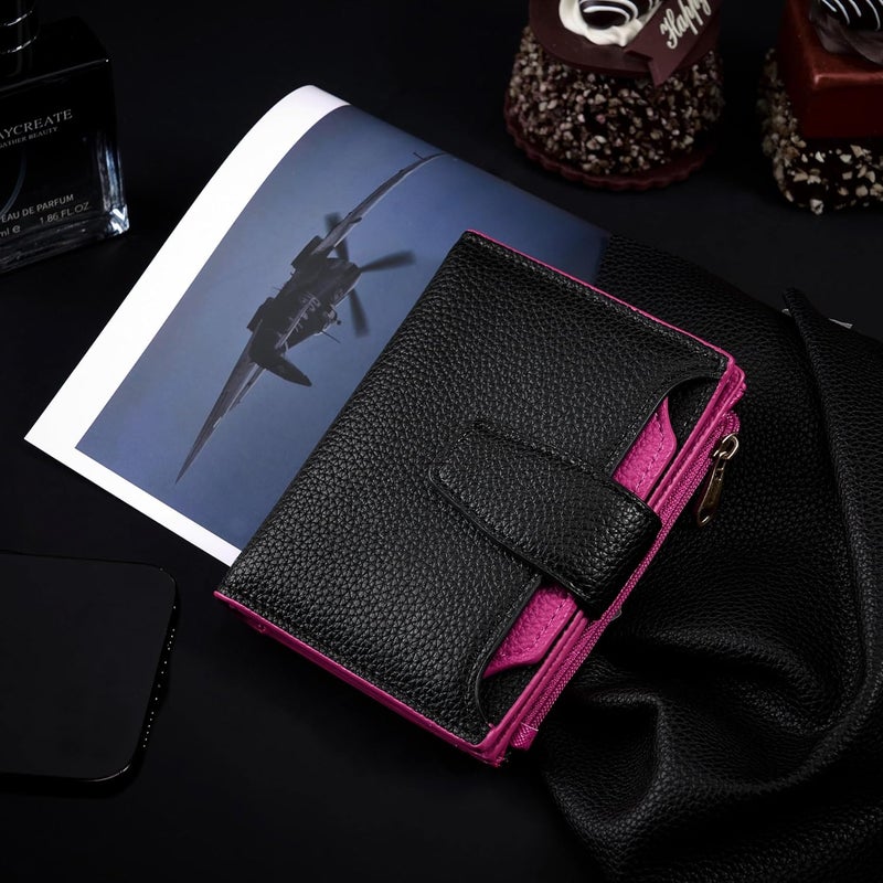 Airkit Small Wallet Women RFID Blocking Soft Leather Bifold Compact Card Holder Wallet for Women with Zipper Coin Pocket 4 ID Window - Image 5
